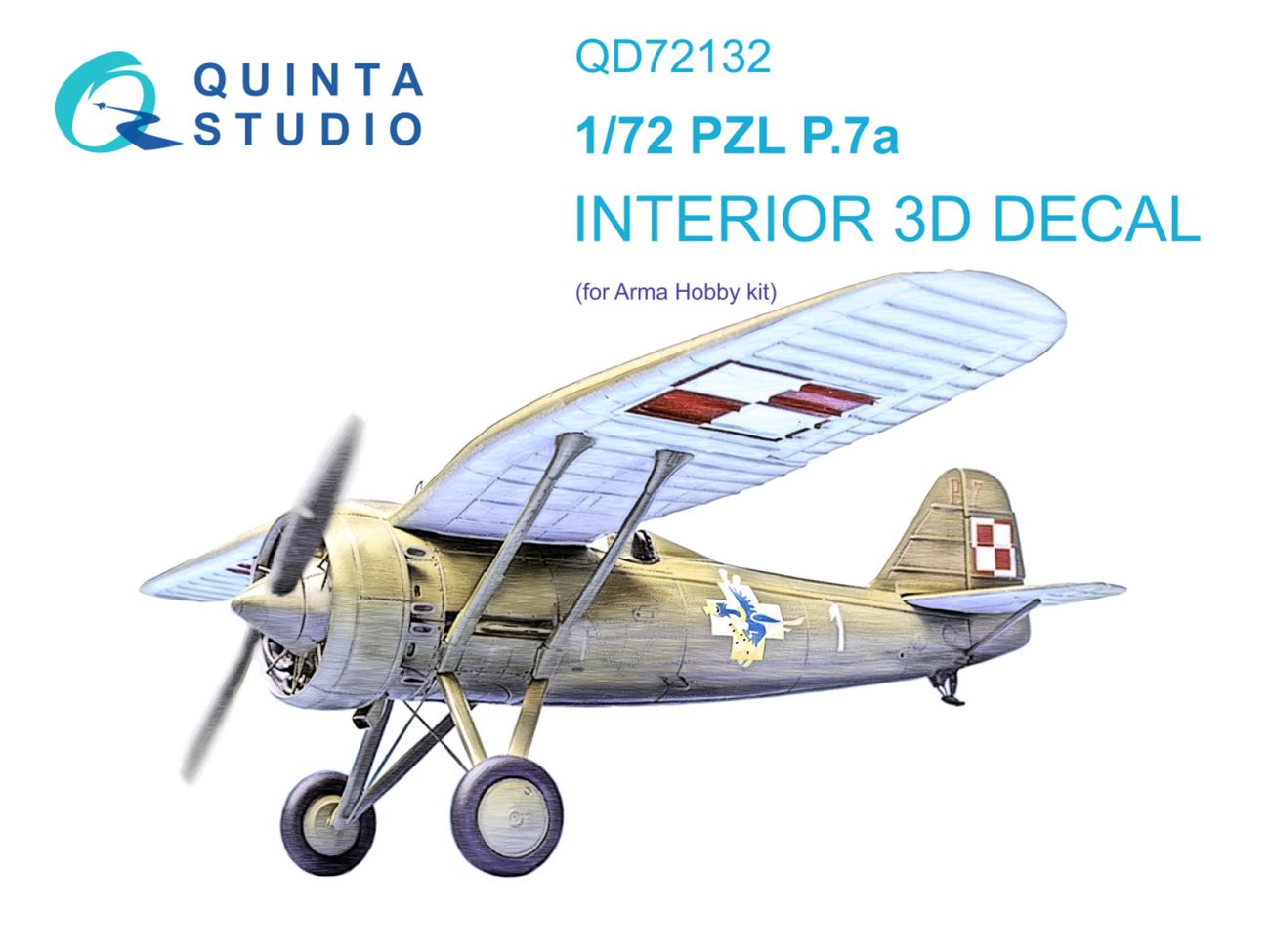 1:72 PZL P.7a 3D-Printed & coloured Interior on decal paper (Arma Hobby)
