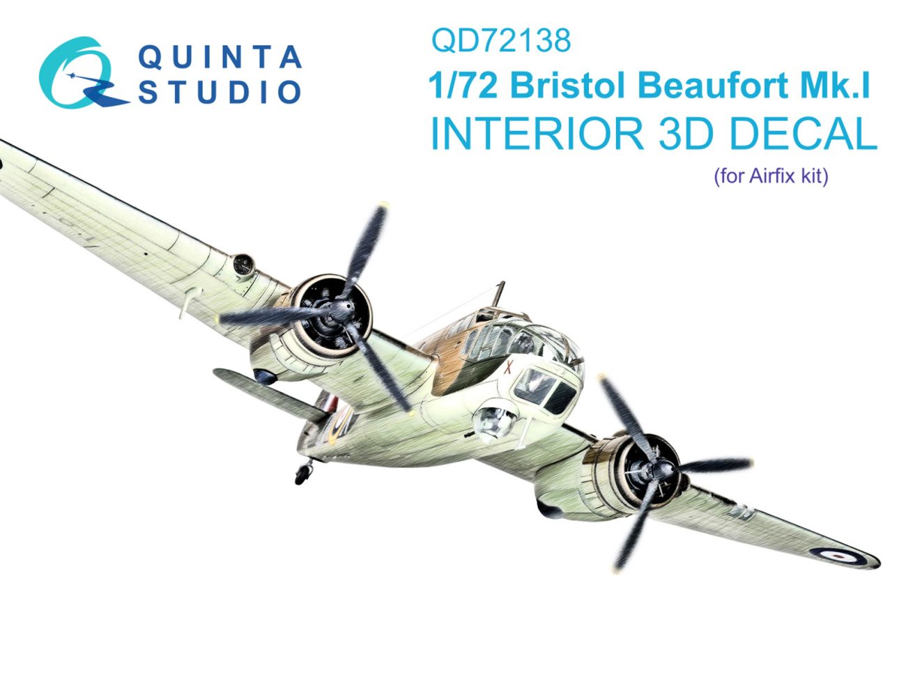 1:72 Bristol Beaufort Mk.I 3D-Printed & coloured Interior on decal paper (Airfix)