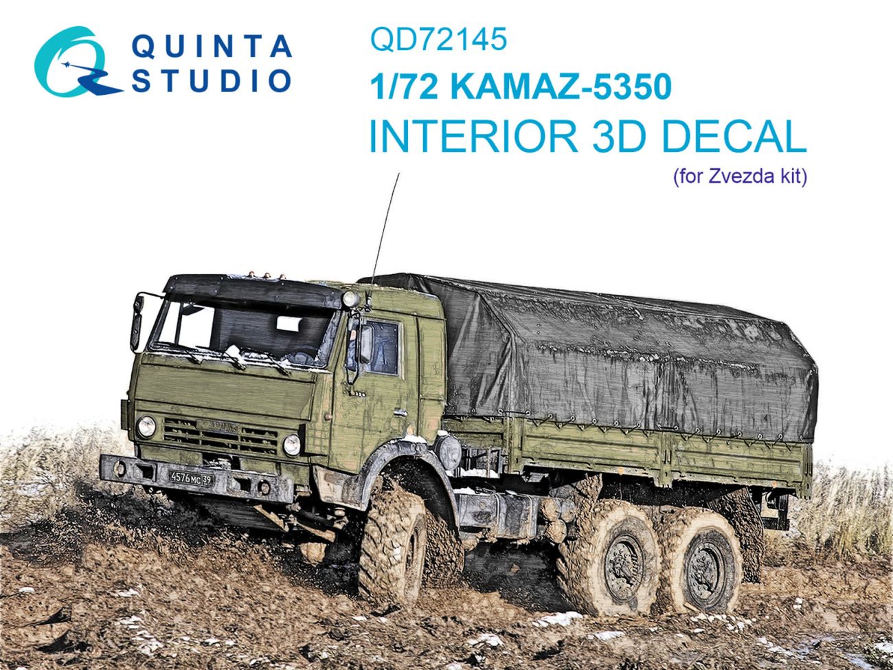 1:72 KAMAZ-5350 3D-Printed & coloured Interior on decal paper (Zvezda)