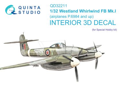 1:32 Westland Whirlwind FB Mk.I 3D-Printed & coloured Interior on decal paper (Special Hobby)