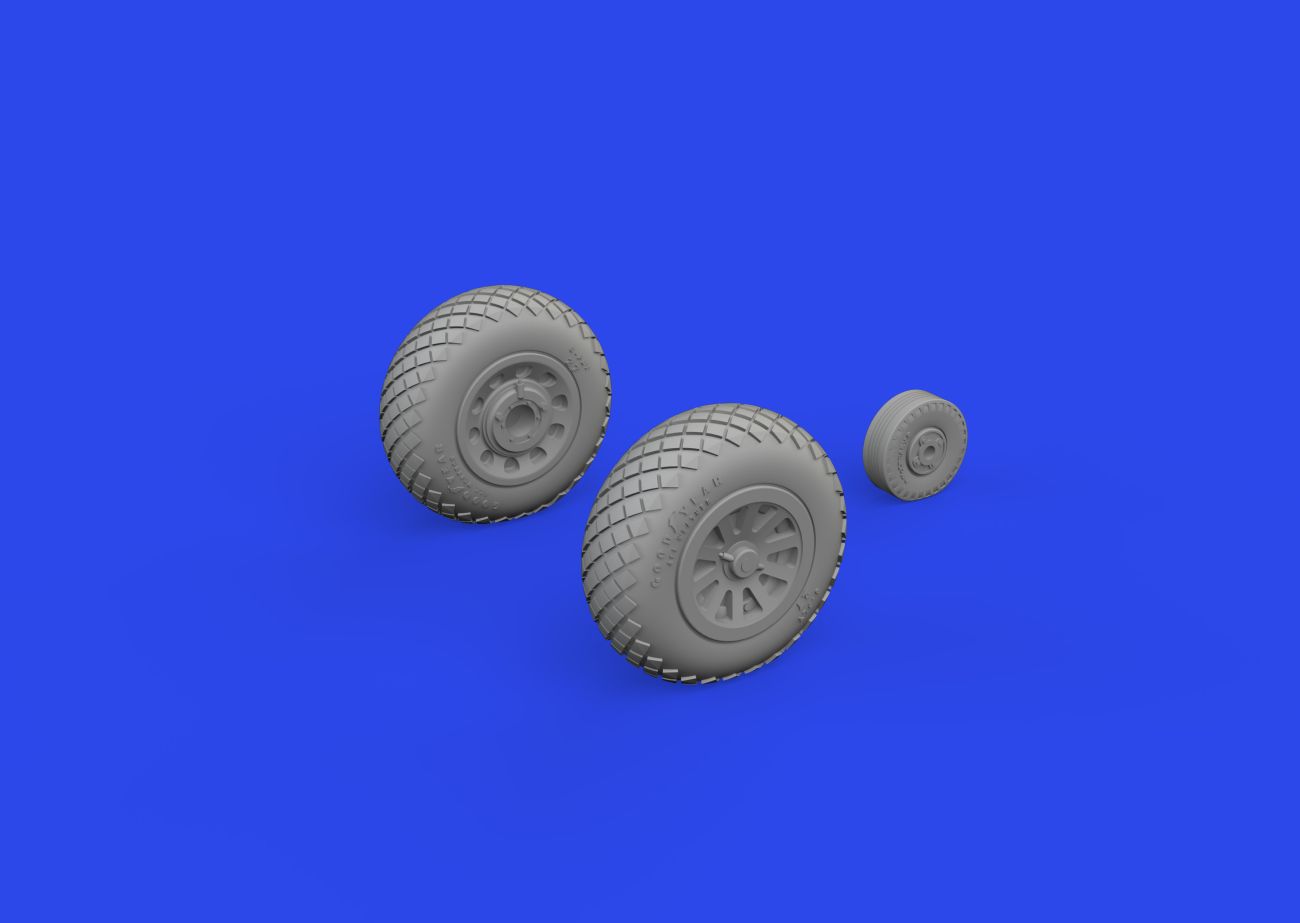 1:72 P-51D Mustang wheels diamond tread