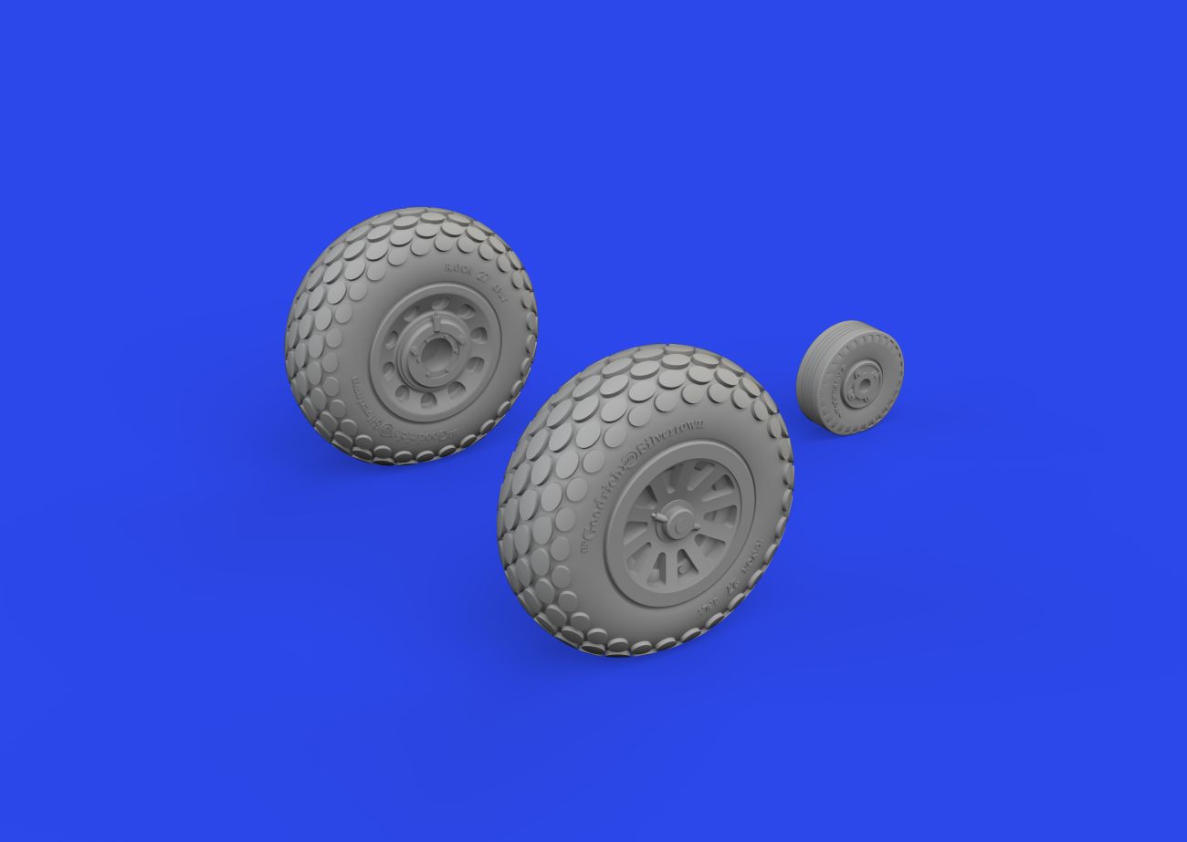 1:72 P-51D Mustang wheels oval tread