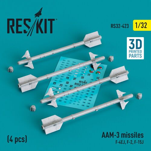 1:32 AAM-3 Missiles (4pcs) (F-4EJ, F-2, F-15J) (3D Printed)