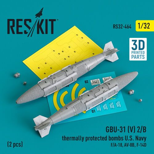 1:32 GBU-31 (V) 2/B Thermally Protected Bombs U.S. Navy (2pcs) (F/A-18, AV-8B, F-14D) (3D Printed)