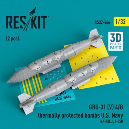 1:32 GBU-31 (V) 4/B Thermally Protected Bombs U.S. Navy (2pcs) (F/A-18E/F, F-35B) (3D Printed)
