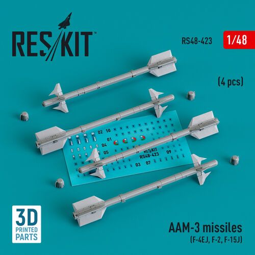 1:48 AAM-3 Missiles (4pcs) (F-4EJ, F-2, F-15J) (3D Printed)