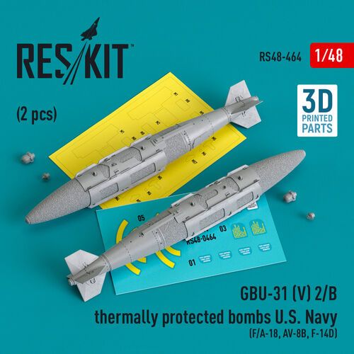 1:48 GBU-31 (V) 2/B Thermally Protected Bombs U.S. Navy (2pcs) (F/A-18, AV-8B, F-14D) (3D Printed)