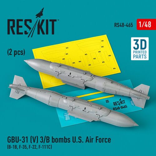 1:48 GBU-31 (V) 3/B Bombs U.S. Air Force (2pcs) (B-1B, F-35, F-22, F-111C) (3D Printed)