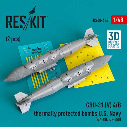 1:48 GBU-31 (V) 4/B Thermally Protected Bombs U.S. Navy (2pcs) (F/A-18E/F, F-35B) (3D Printed)