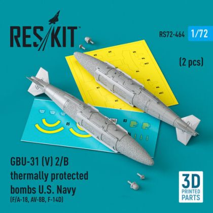 1:72 GBU-31 (V) 2/B Thermally Protected Bombs U.S. Navy (2pcs) (F/A-18, AV-8B, F-14D) (3D Printed)