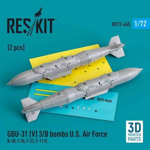 1:72 GBU-31 (V) 3/B Bombs U.S. Air Force (2pcs) (B-1B, F-35, F-22, F-111C) (3D Printed)