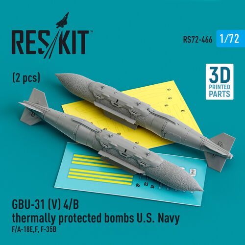 1:72 GBU-31 (V) 4/B Thermally Protected Bombs U.S. Navy (2pcs) (F/A-18E/F, F-35B) (3D Printed)