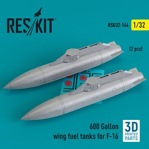 1:32 600 Gallon Wing Fuel Tanks For F-16 (2pcs) (3D Printed)