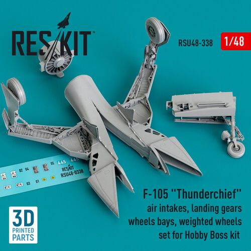 1:48 F-105 'Thunderchief' Air Intakes, Landing Gears With Wheels Bays And Weighted Wheels Set For Hobby Boss Kit (3D Printed)