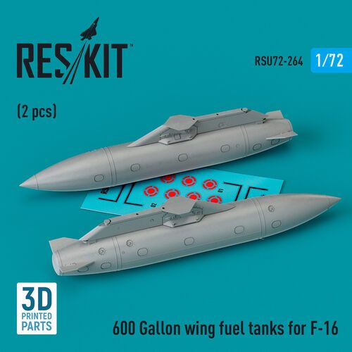 1:72 600 Gallon Wing Fuel Tanks For F-16 (2pcs) (3D Printed)