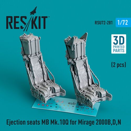 1:72 Ejection Seats MB Mk.10Q For Mirage 2000 B,D,N (2pcs) (3D Printed)