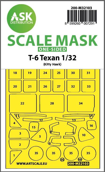 1:32 T-6 Texan one-sided express fit mask for Kitty Hawk
