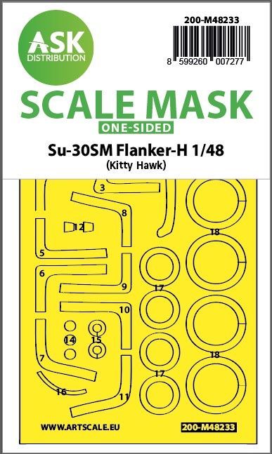 1:48 Su-30SM Flanker-H one-sided express fit mask for Kitty Hawk