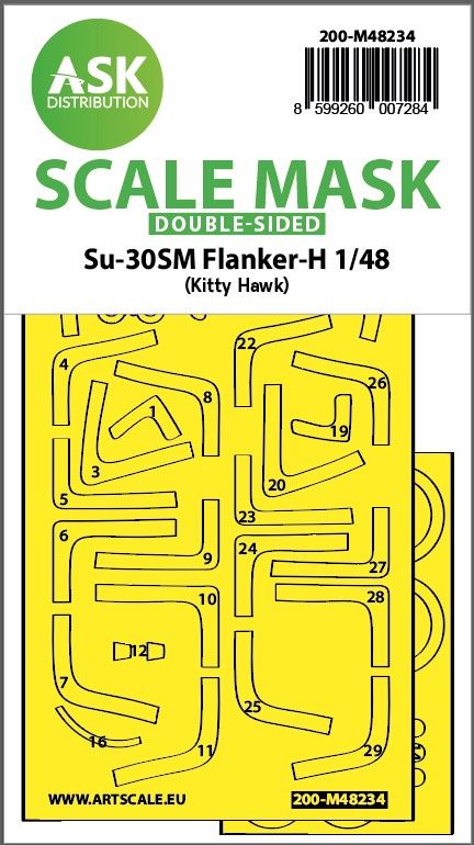 1:48 Su-30SM Flanker-H double-sided express fit mask for Kitty Hawk