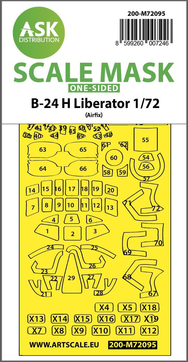 1:72 B-24H Liberator one-sided fit express mask for Airfix