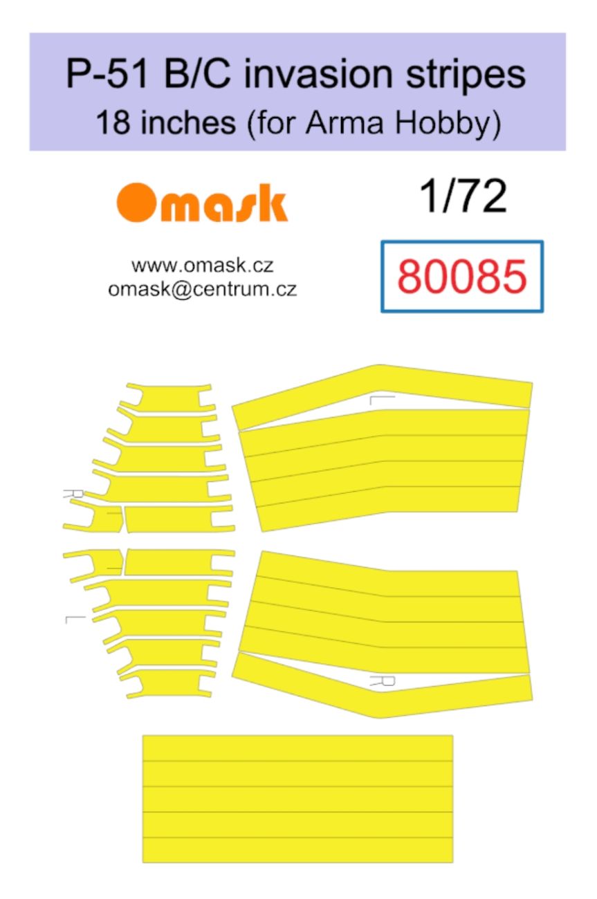 1:72 P-51 B/C invasion stripes 18 inches (for Arma Hobby)