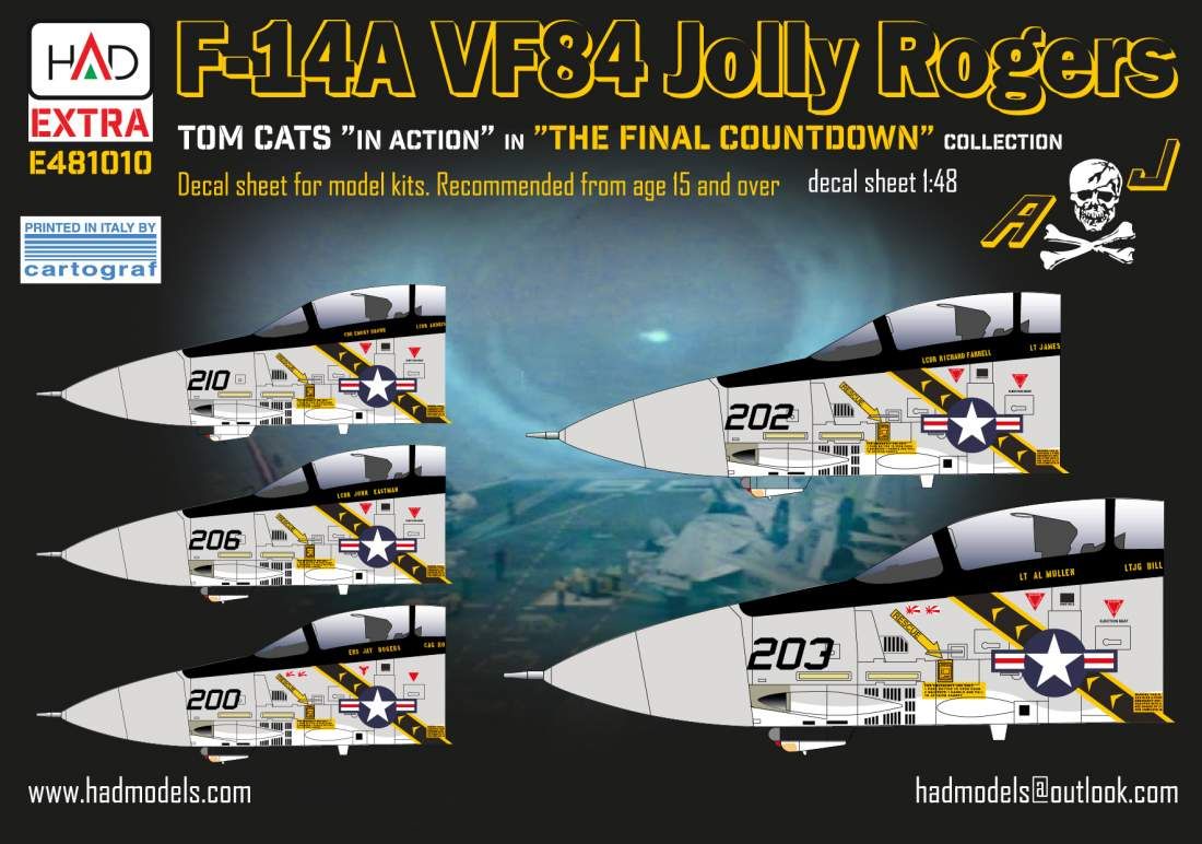 1:48 F-14A VF-84 „the final countdown” extended version decal sheet