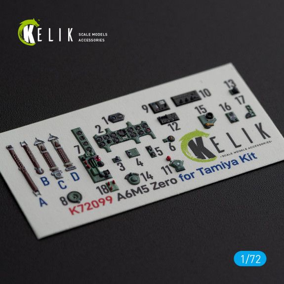 1:72 A6M5 ZERO - INTERIOR 3D DECALS FOR TAMIYA KIT