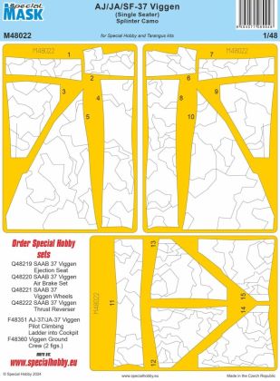 1:48 AJ/JA/SF-37 Viggen (Single Seater) Splinter Camo MASK