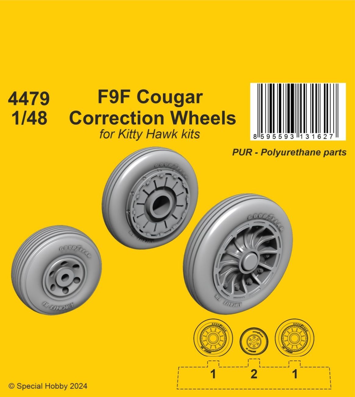 1:48 F9F Cougar Correction Wheels for Kitty Hawk kits