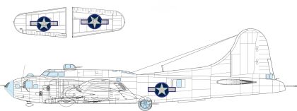 1:48 Boeing B-17F Flying Fortress US national insignia w/ blue outline