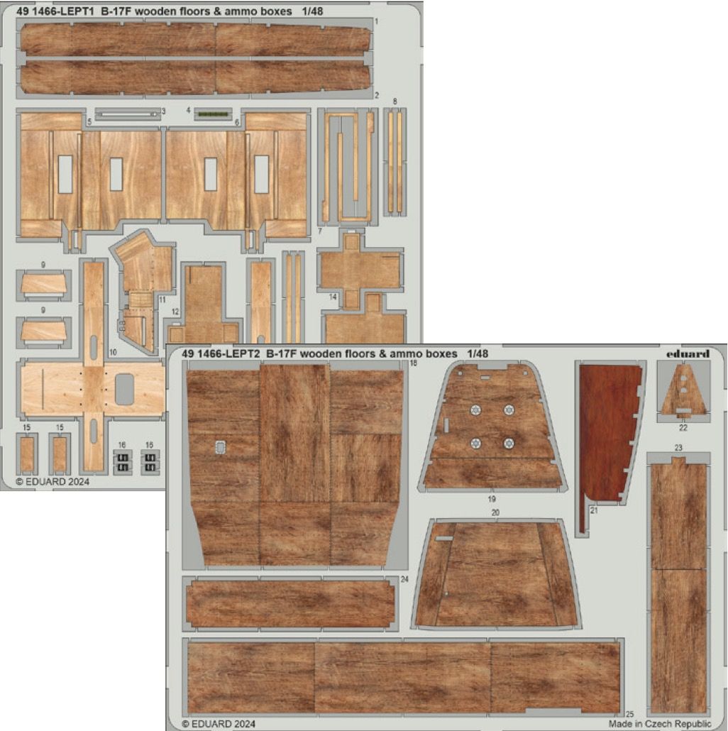 1:48 Boeing B-17F Flying Fortress wooden floors & ammo boxes