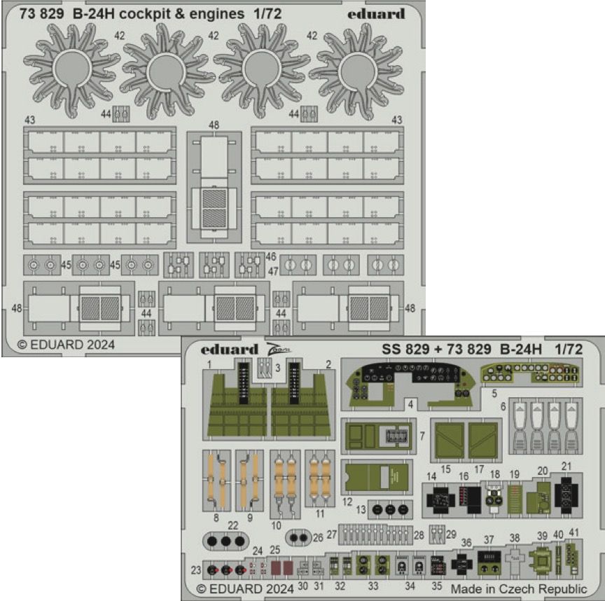 1:72 Consolidated B-24H Liberator cockpit & engines