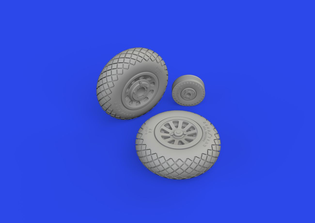 1:72 P-51D Mustang wheels diamond tread 2