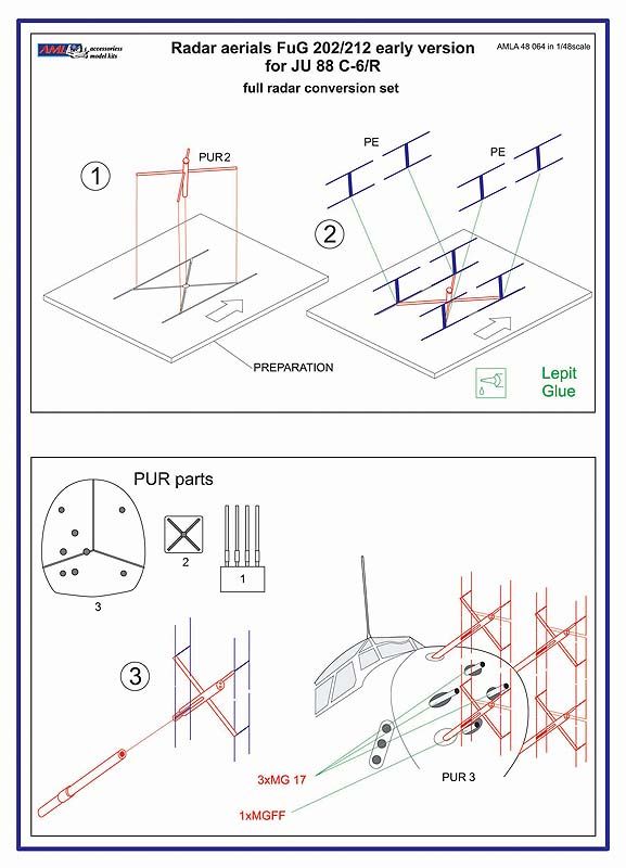 1:48 FuG 202/212 Radar aerials for the Junkers Ju-88C-6/R early version