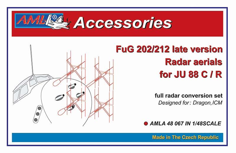 1:48 FuG 202/212 radar aerials late version for the Junkers Ju-88C-6/R with etched parts (designed to be used with ICM kits)