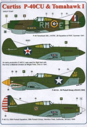 1:72 Curtiss P-40CU & Tomahawk I RAF 1941 and US Army Ohio 1941