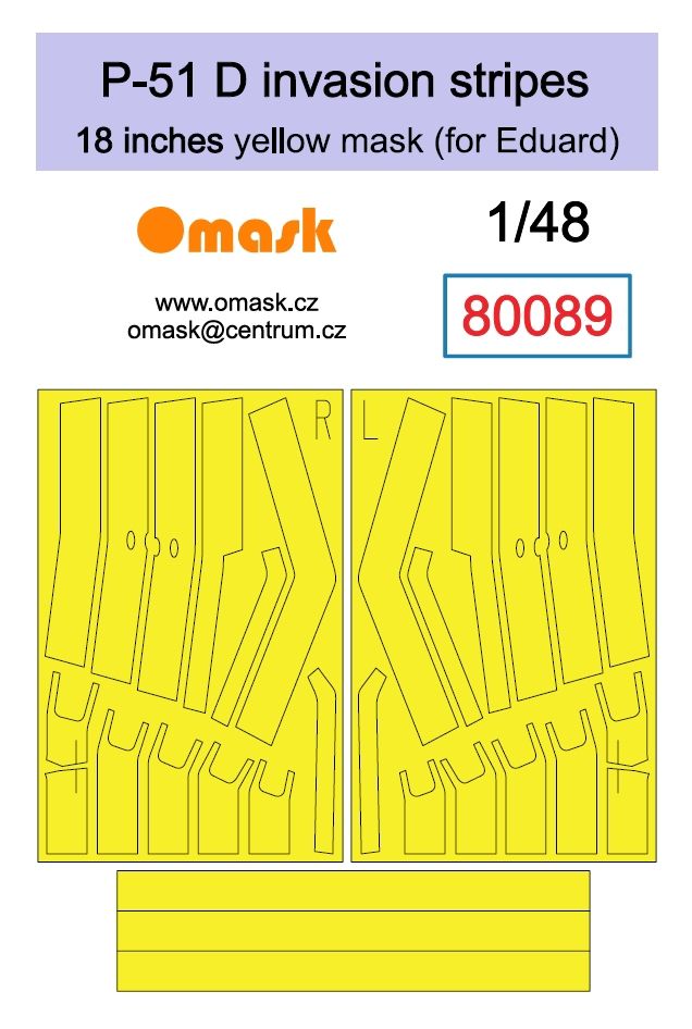 1:48 P-51 D invasion stripes 18 inches - yellow mask (for Eduard)