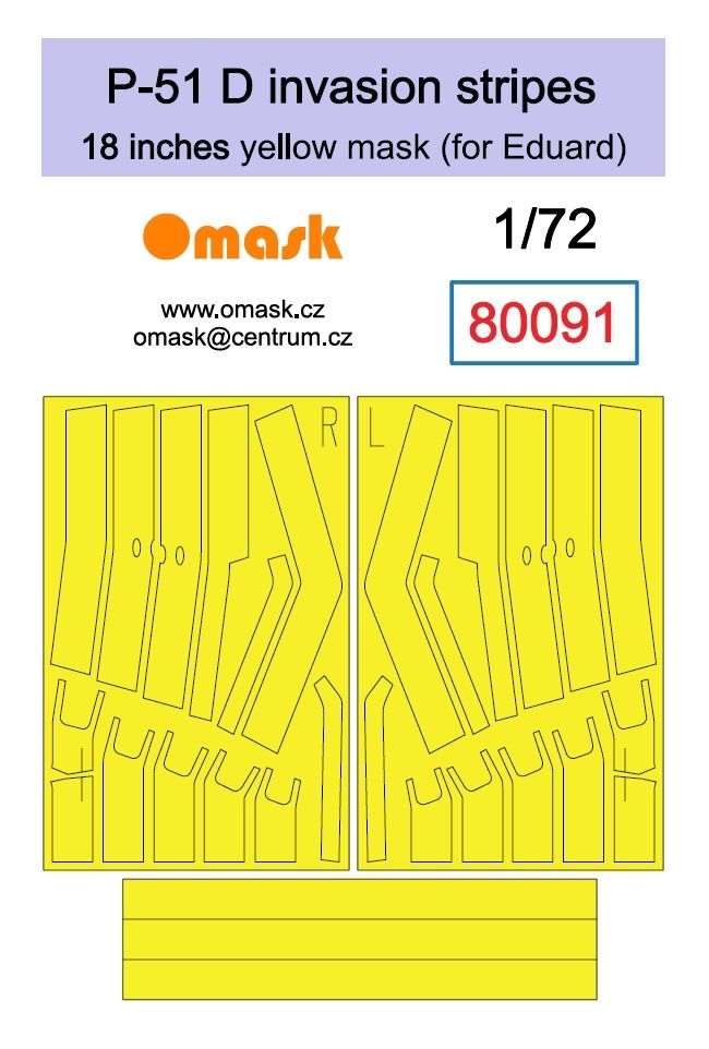 1:72 P-51 D invasion stripes 18 inches - yellow mask (for Eduard)