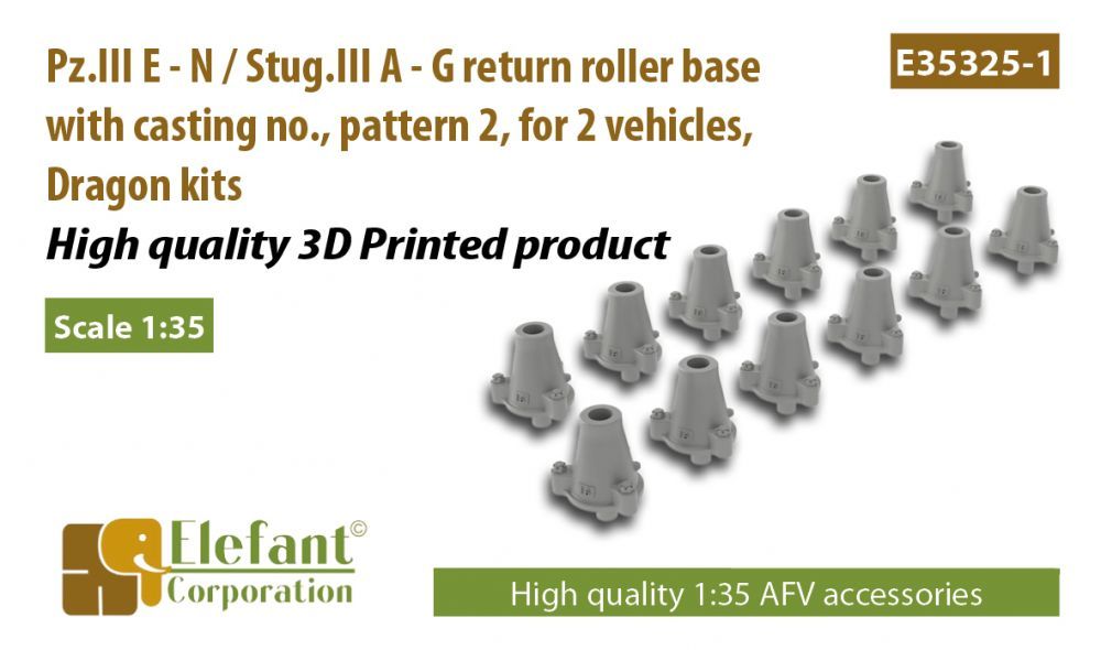 1:35 Pz.III E - N / Stug.III A - G return roller base with casting no., pattern 2, for 2 vehicles, Dragon kits