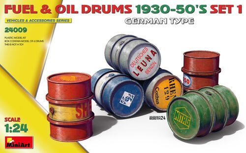 1:24 FUEL & OIL DRUMS 1930-50’S SET 1. GERMAN TYPE