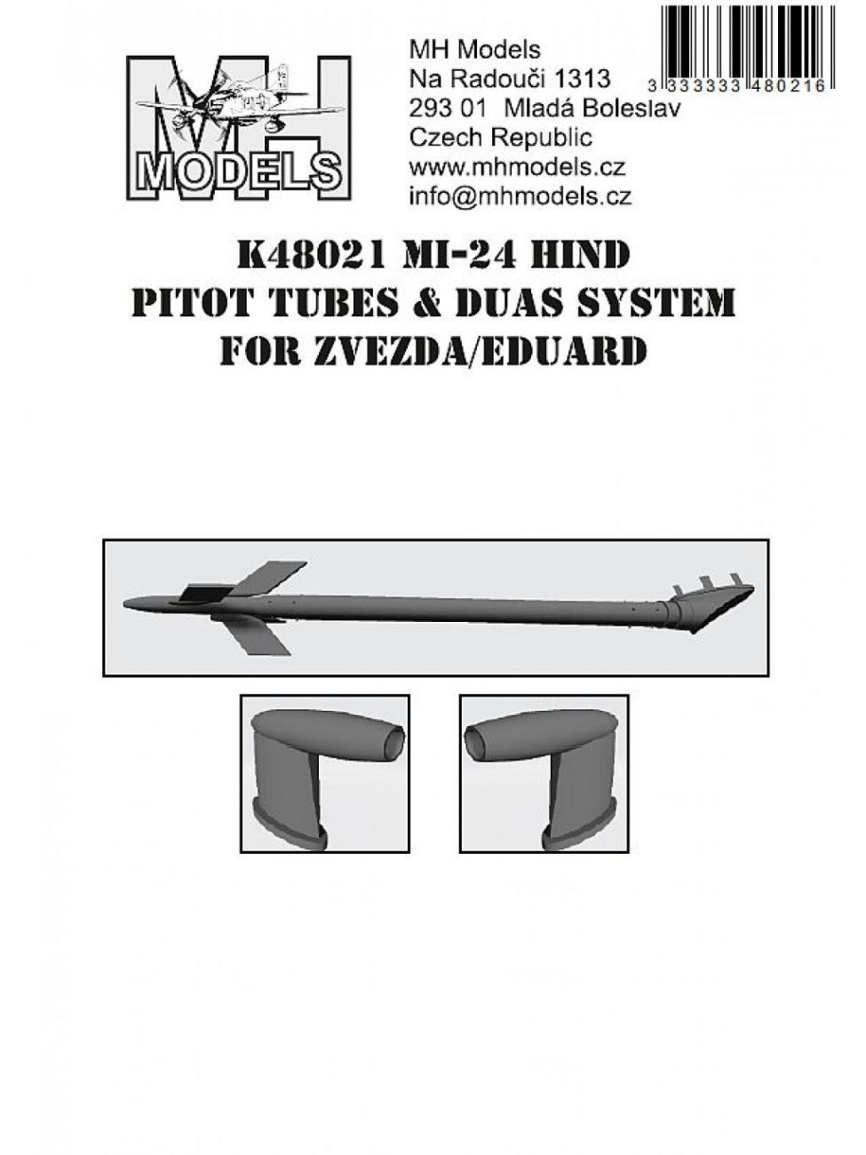 1:48 MI-24 HIND PITOT TUBES & DUAS SYSTEM FOR ZVEZDA/EDUARD