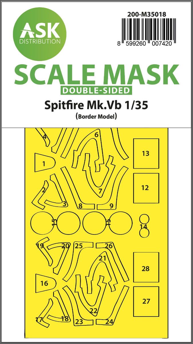 1:35 Spitfire Mk.Vb double-sided express fit painting mask for Border Model