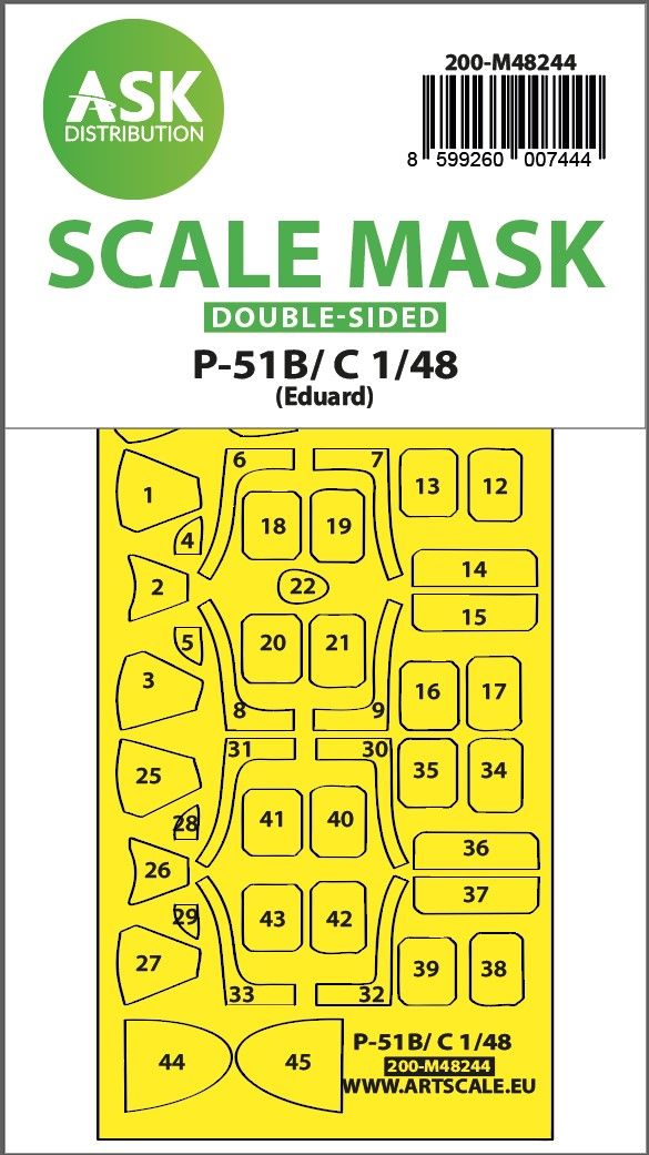 1:48 P-51B/C Mustang double-sided express fit mask for Eduard