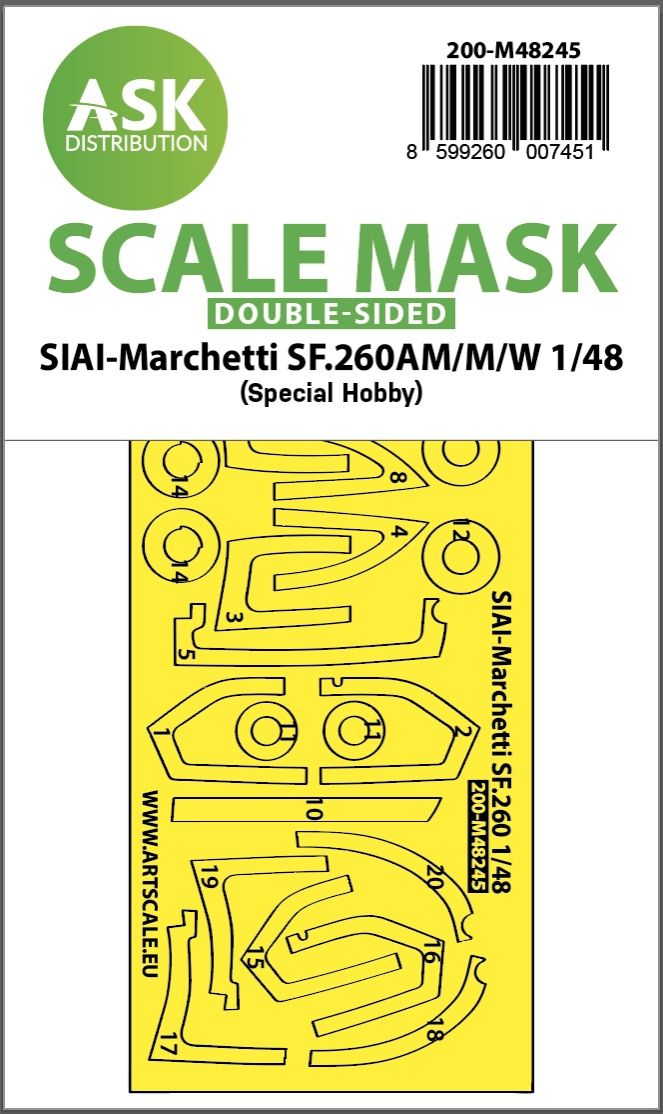 1:48 SIAI-Marchetti SF.260AM/M/W double-sided express fit mask for Special Hobby