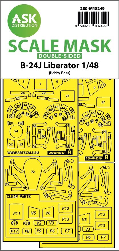 1:48 B-24J Liberator double-sided express fit mask for Hobby Boss