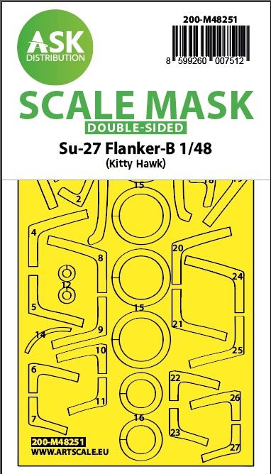 1:48 Su-27 Flanker-B double-sided express fit mask for Kitty Hawk