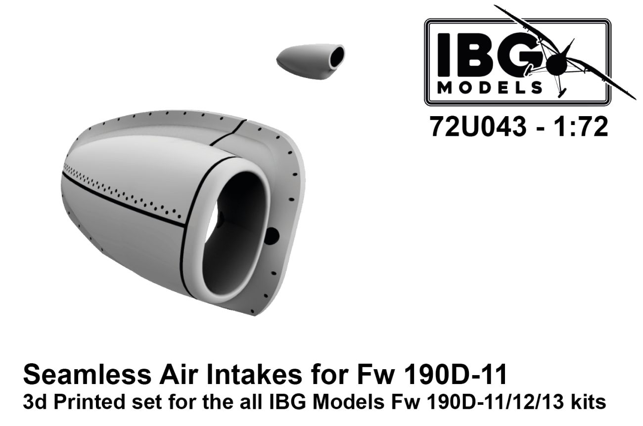 1:72 Seamless Air Intakes for Focke-Wulf Fw-190D-11/D-12/D-13 (3D-Printed)