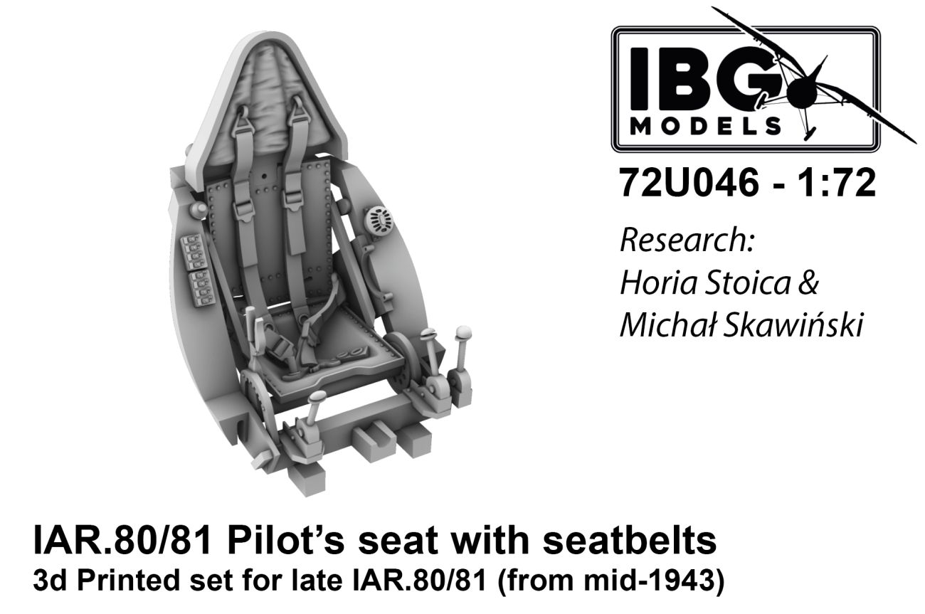 1:72 Pilot's Seat with Seatbelts for I.A.R. 80/81C (Late, armored, used from mid 1943) (3D-Printed)