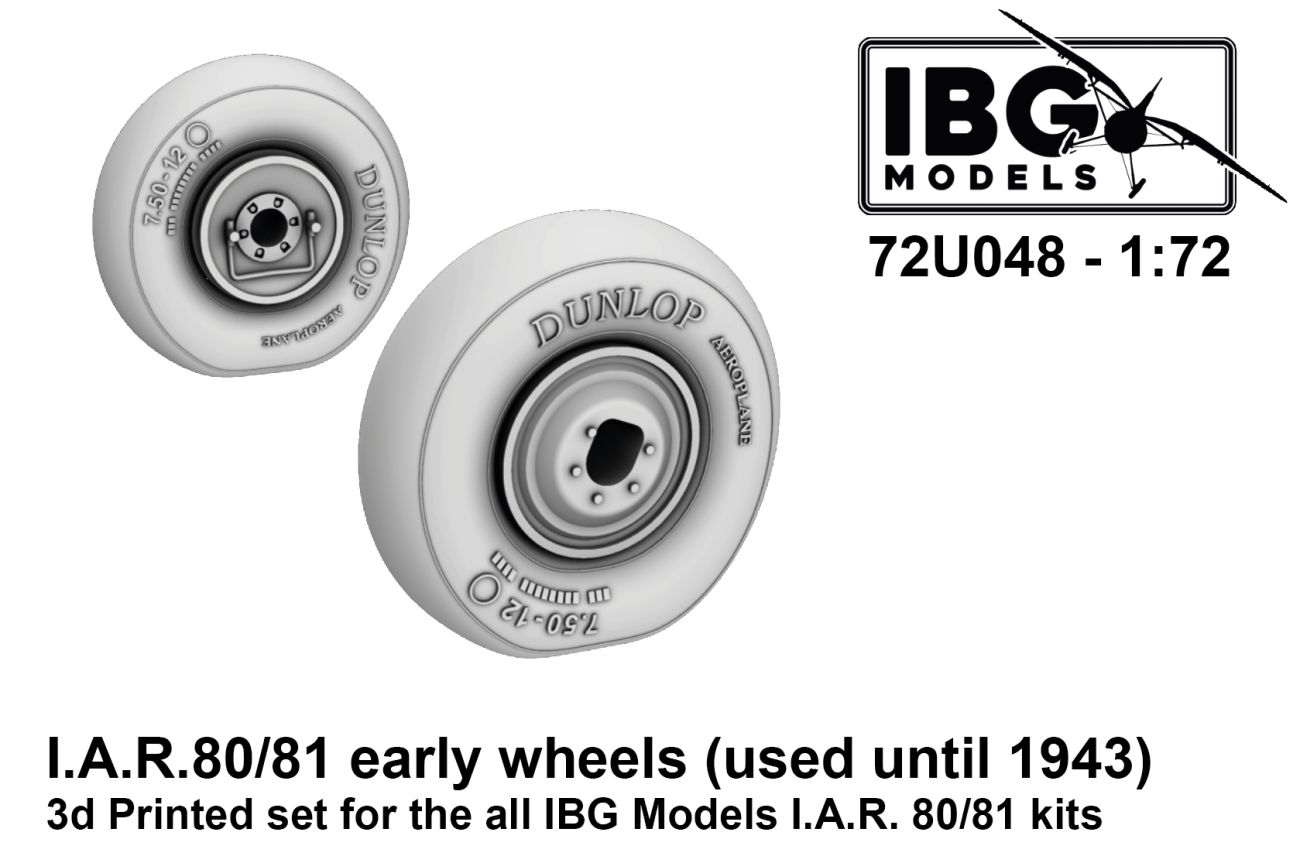1:72 I.A.R. 80/81C Early Wheels (used until 1943) (3D-Printed)