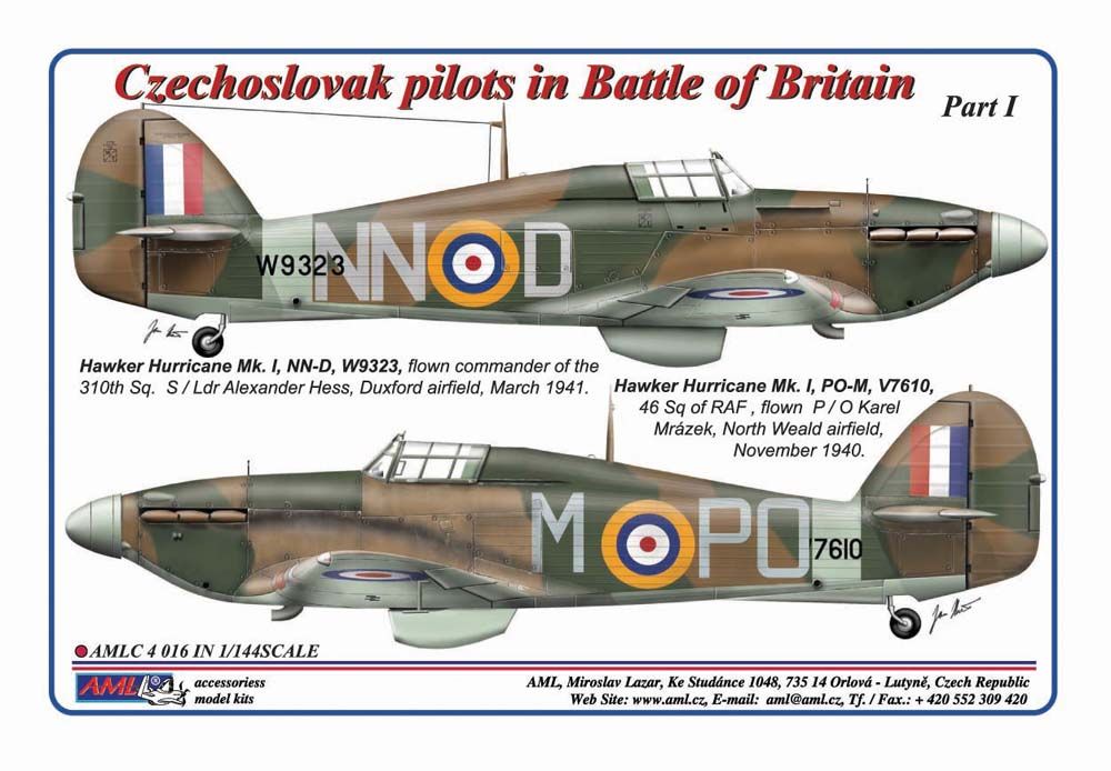 1:144 Hawker Hurricane Mk.I Czechoslovak pilots in Battle of Britain part I